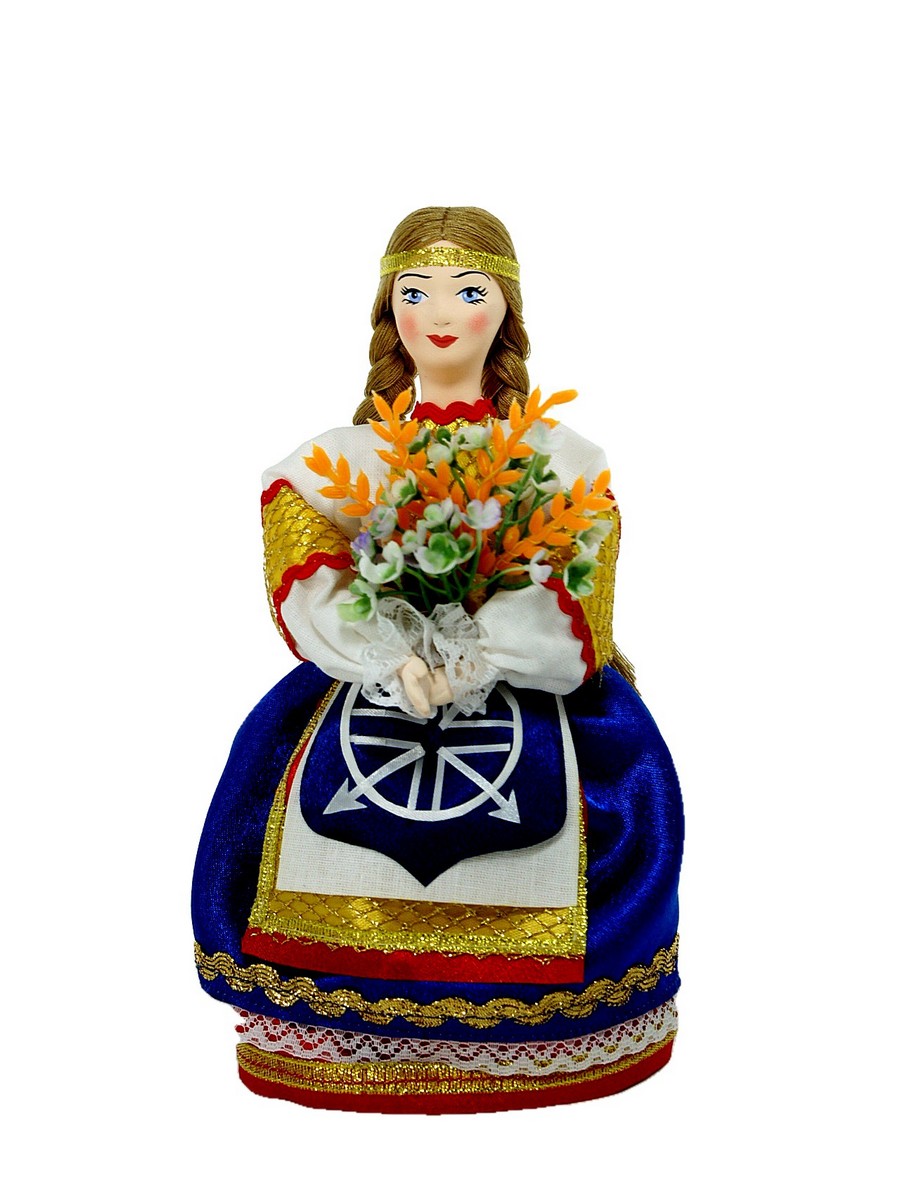 Кукла сувенирная фарфоровая. девушка с колосьями пшеницы. г.ялуторовск, тюменская обл.
