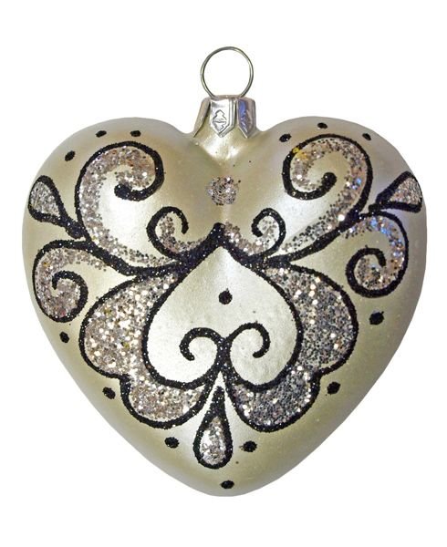 Ёлочное украшение сердечко серебристое, 65 мм, елочка