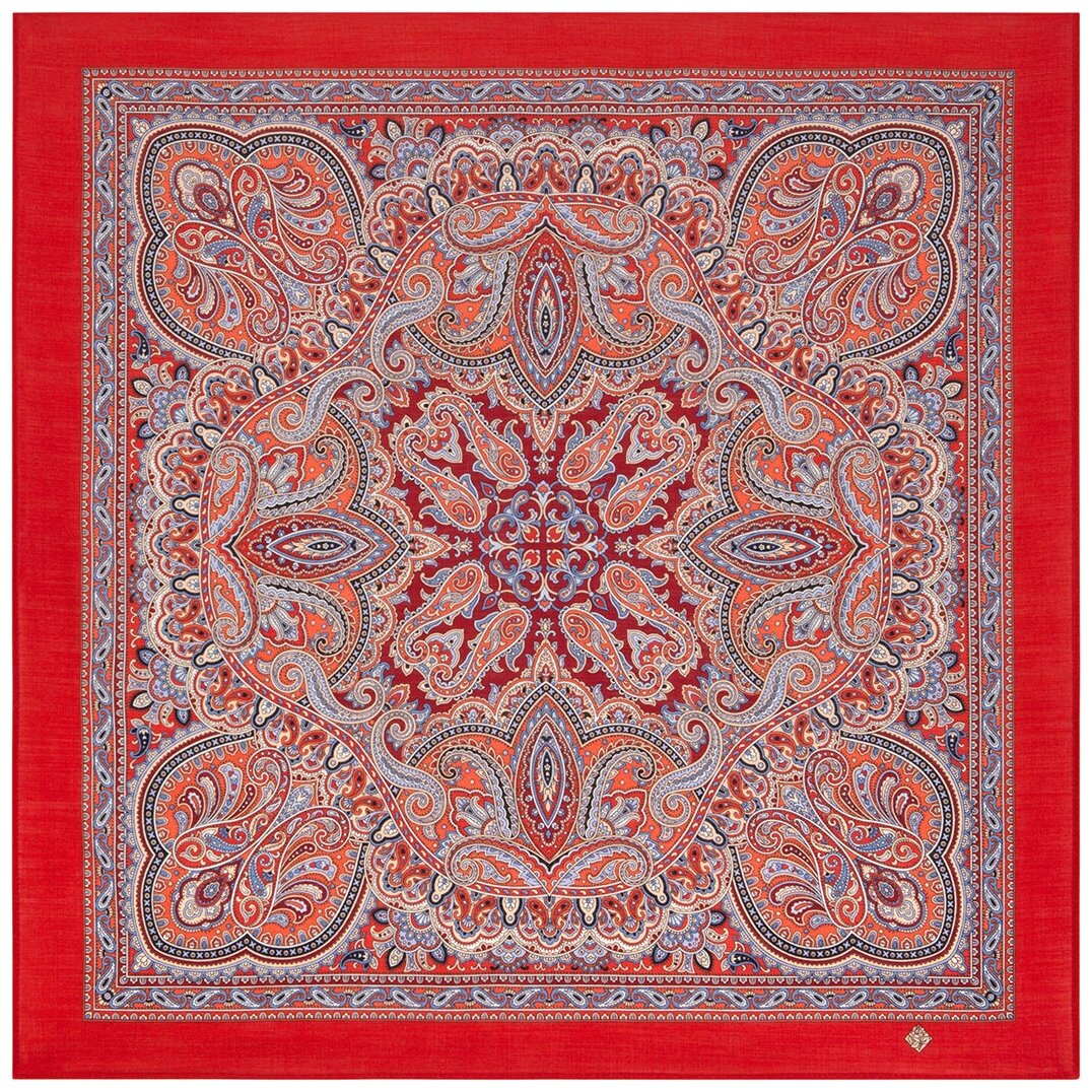 Павловопосадские платки/ шерстяной платок, рисунок 1907 жемчужные росы, вид 5, красный