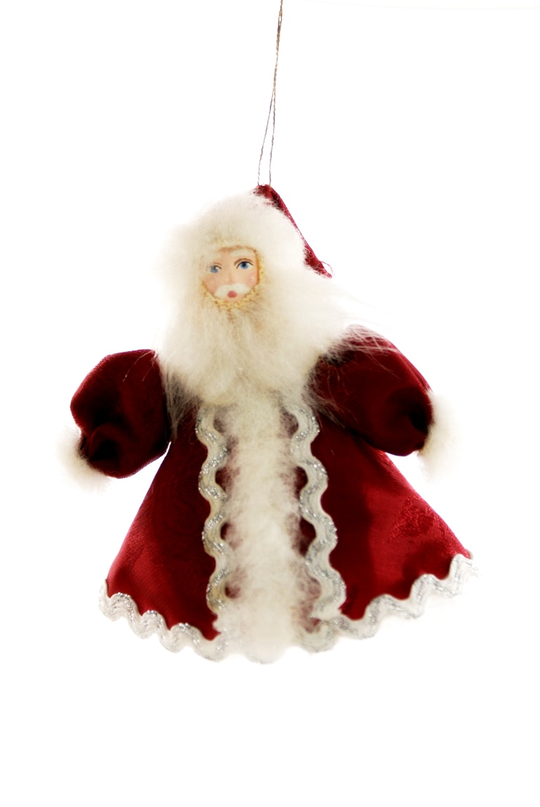 Кукла-подвеска сувенирная фарфоровая. дед мороз. сказочный персонаж.