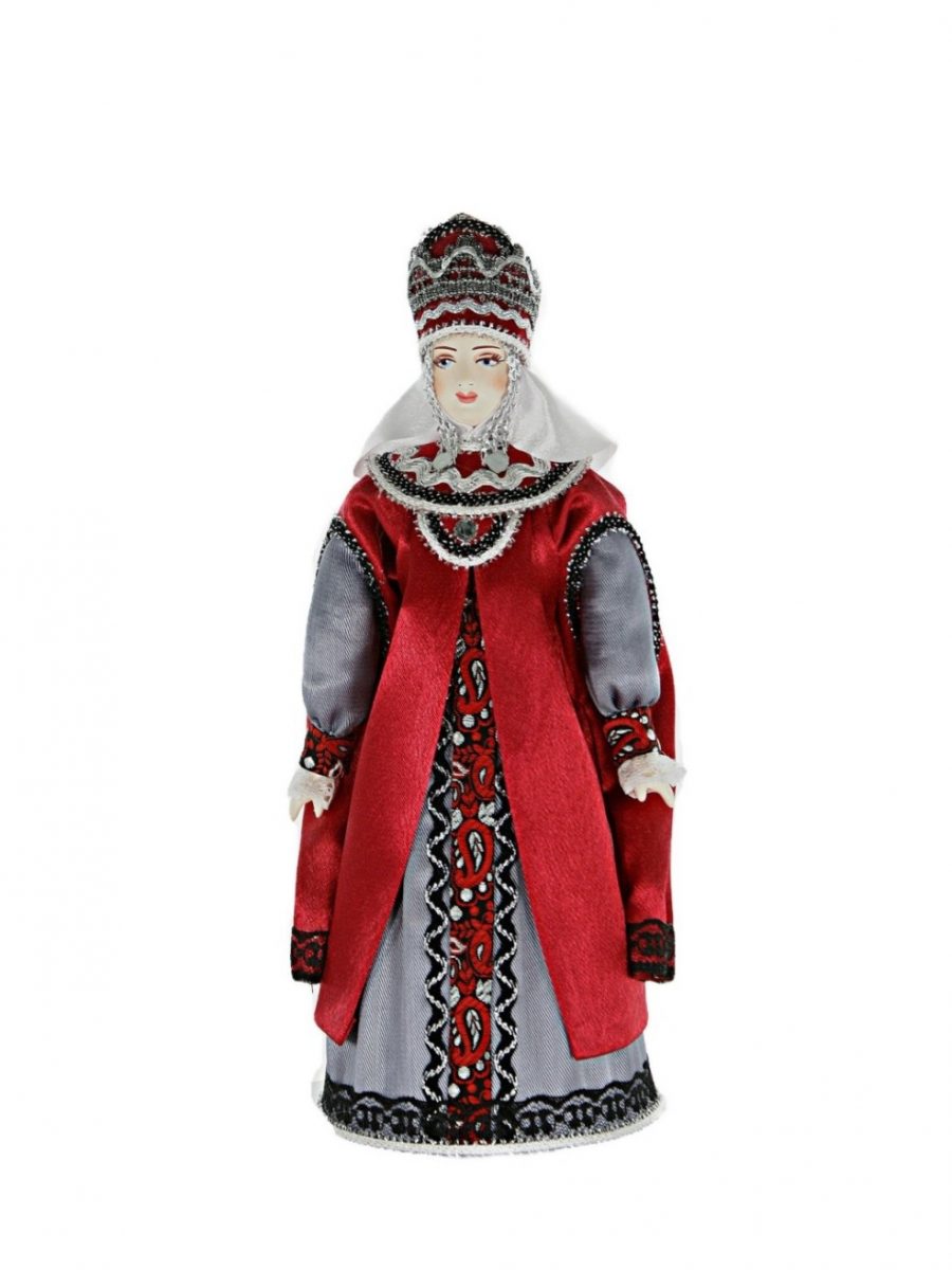 Кукла коллекционная потешного промысла владимирская боярыня в ферязи и барме.