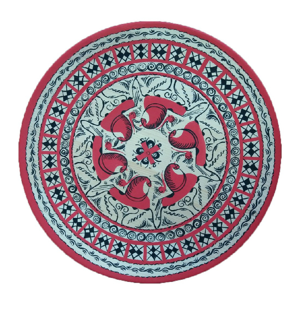 Тарелка с 985 нхп. мезенская роспись. круговорот 1